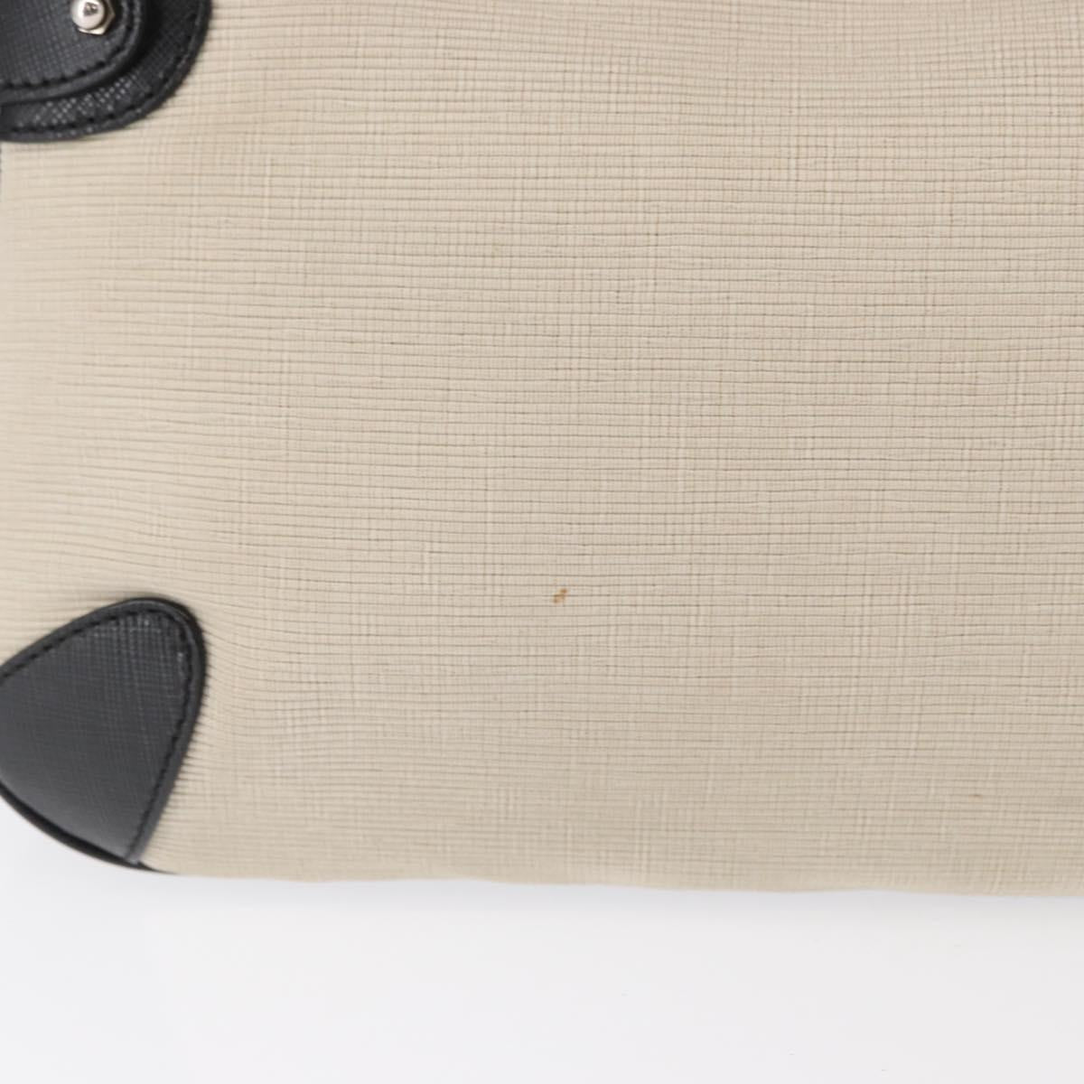 Salvatore Ferragamo Gancini Hand Bag Canvas Ivory Silver Auth 165851