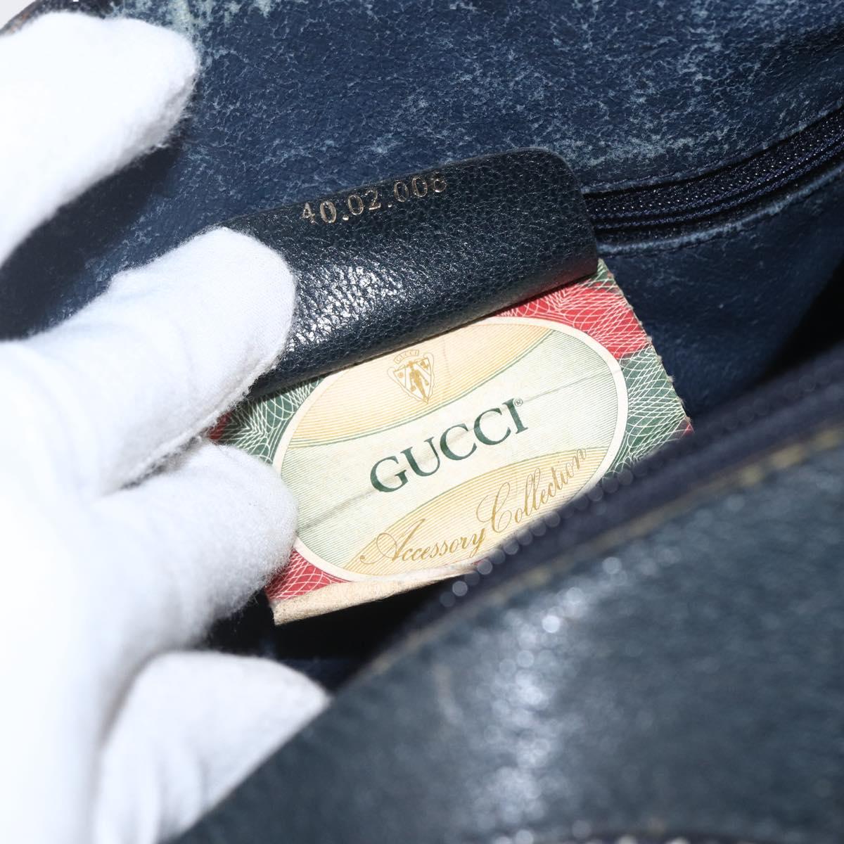 GUCCI GG Supreme Sherry Line Boston Bag PVC Navy Gold 40 02 006 Auth 165856