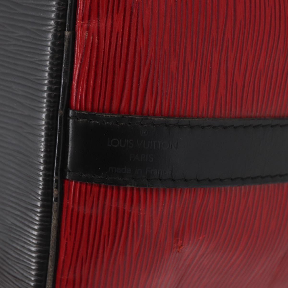 LOUIS VUITTON Epi Petit Noe Shoulder Bag Bicolor Black Red M44017 LV Auth 165859