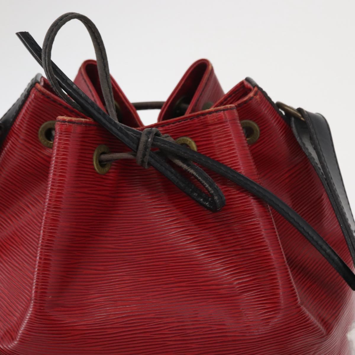 LOUIS VUITTON Epi Petit Noe Shoulder Bag Bicolor Black Red M44017 LV Auth 165859