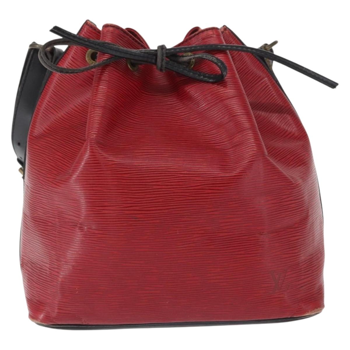 LOUIS VUITTON Epi Petit Noe Shoulder Bag Bicolor Black Red M44017 LV Auth 165859