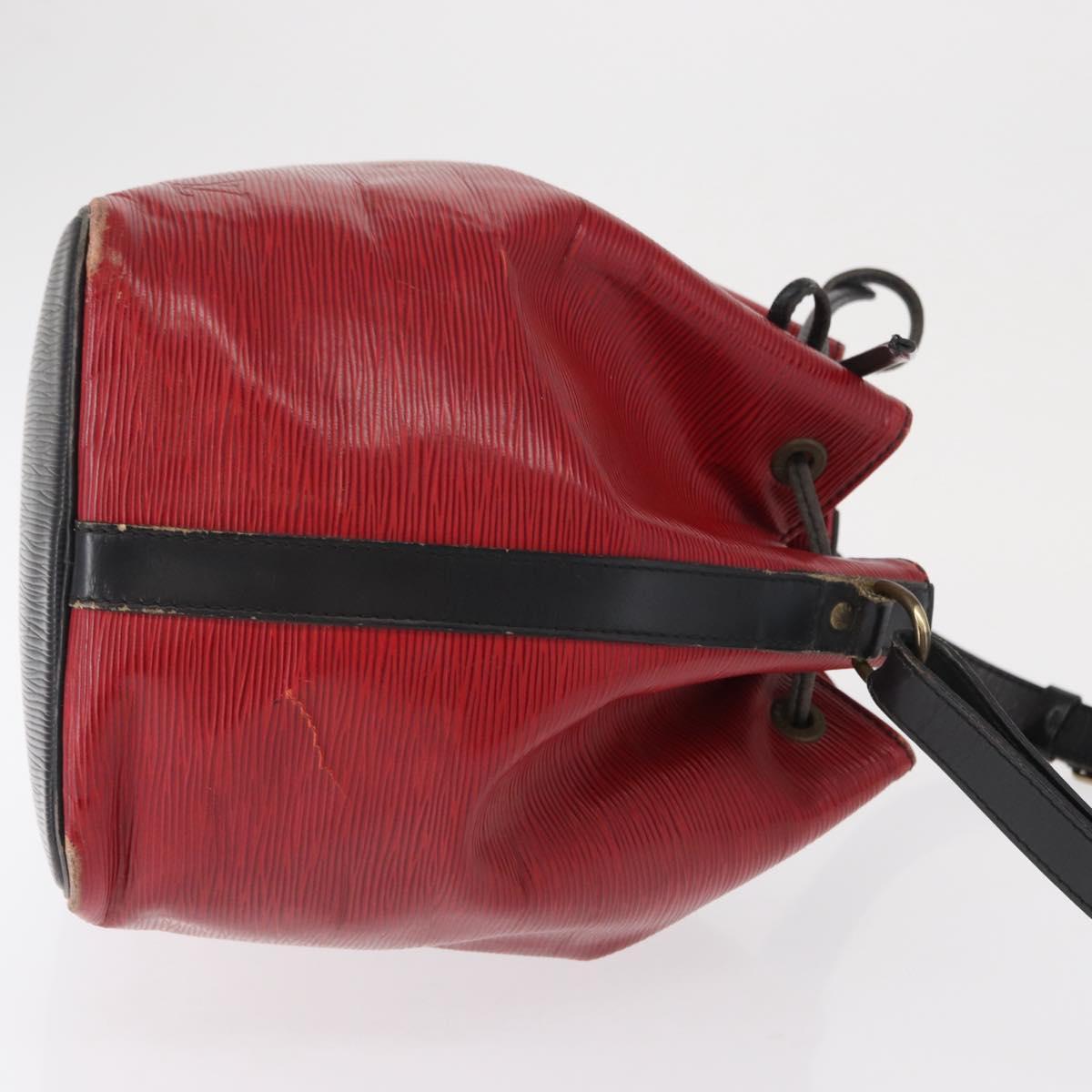 LOUIS VUITTON Epi Petit Noe Shoulder Bag Bicolor Black Red M44017 LV Auth 165859