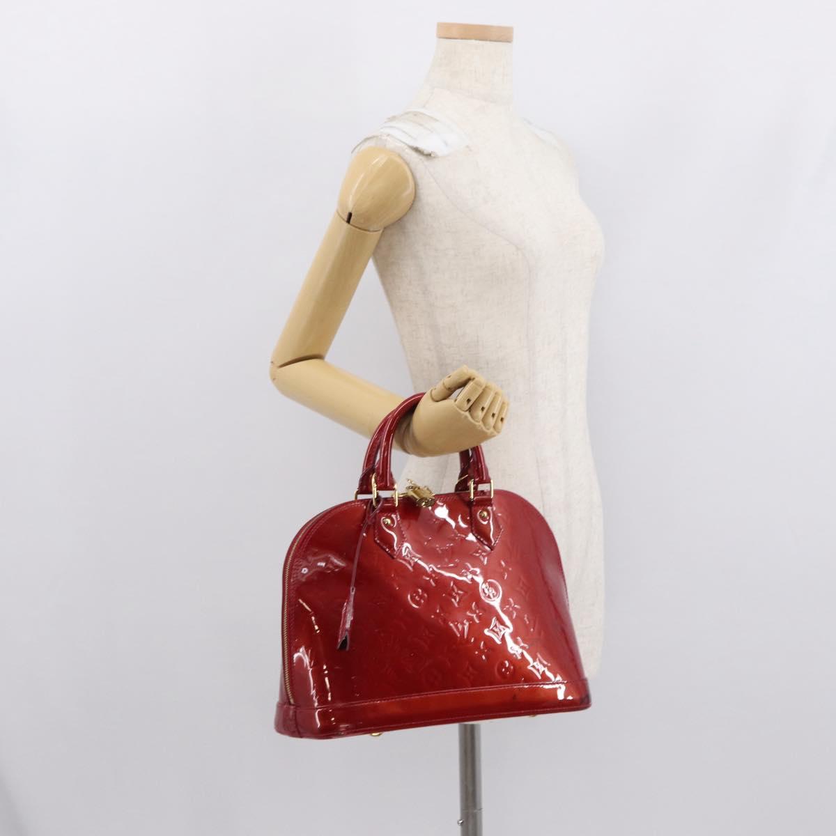 LOUIS VUITTON Monogram Vernis Alma PM Bag Rouge Grunadine M91693 Auth 165861