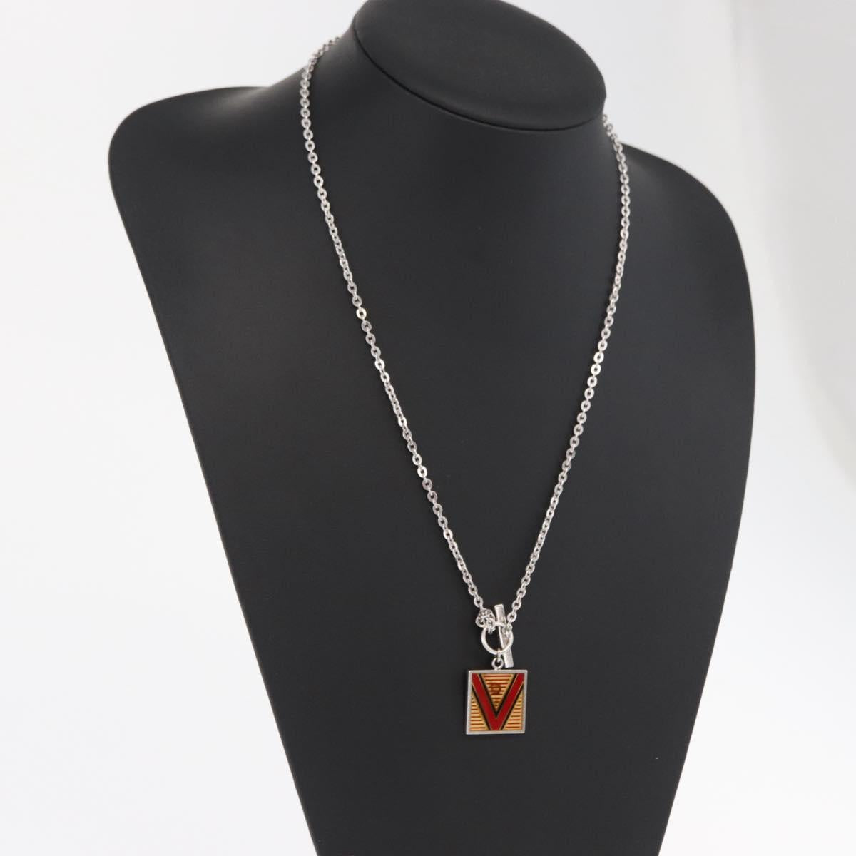 LOUIS VUITTON Pandantif V Necklace Ag925 Silver M67394 LV Auth 165878