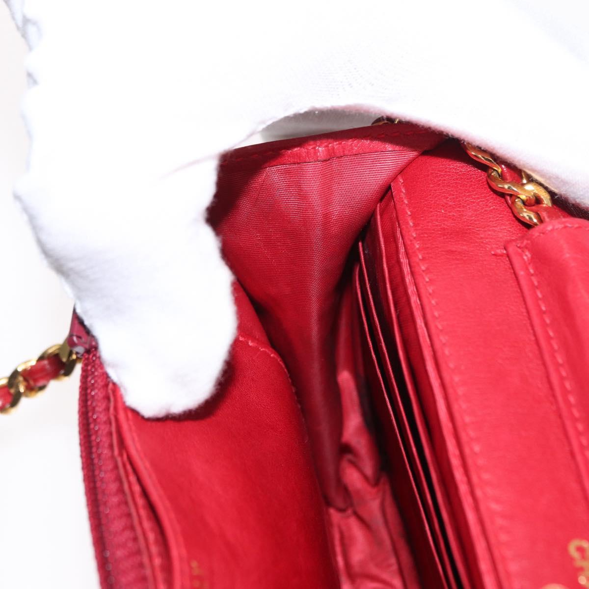 CHANEL COCO Mark Chain Shoulder Bag Patent leather Red Gold CC Auth 165902A