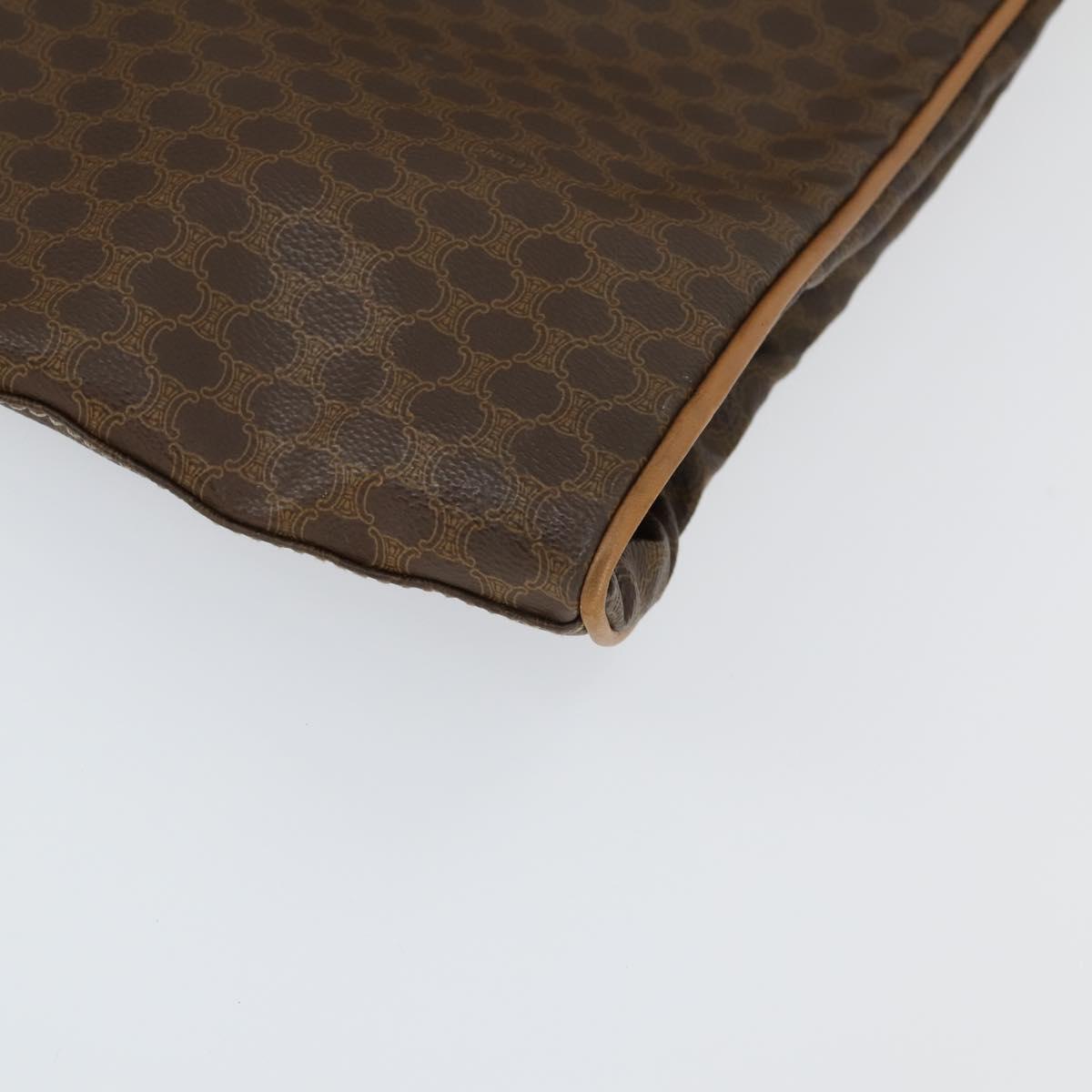 CELINE Macadam Canvas Garment Cover PVC Leather Brown Gold Auth 165913