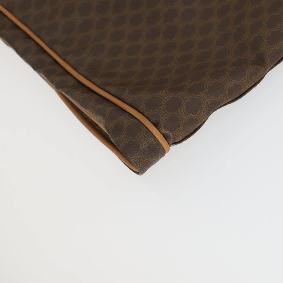 CELINE Macadam Canvas Garment Cover PVC Leather Brown Gold Auth 165913