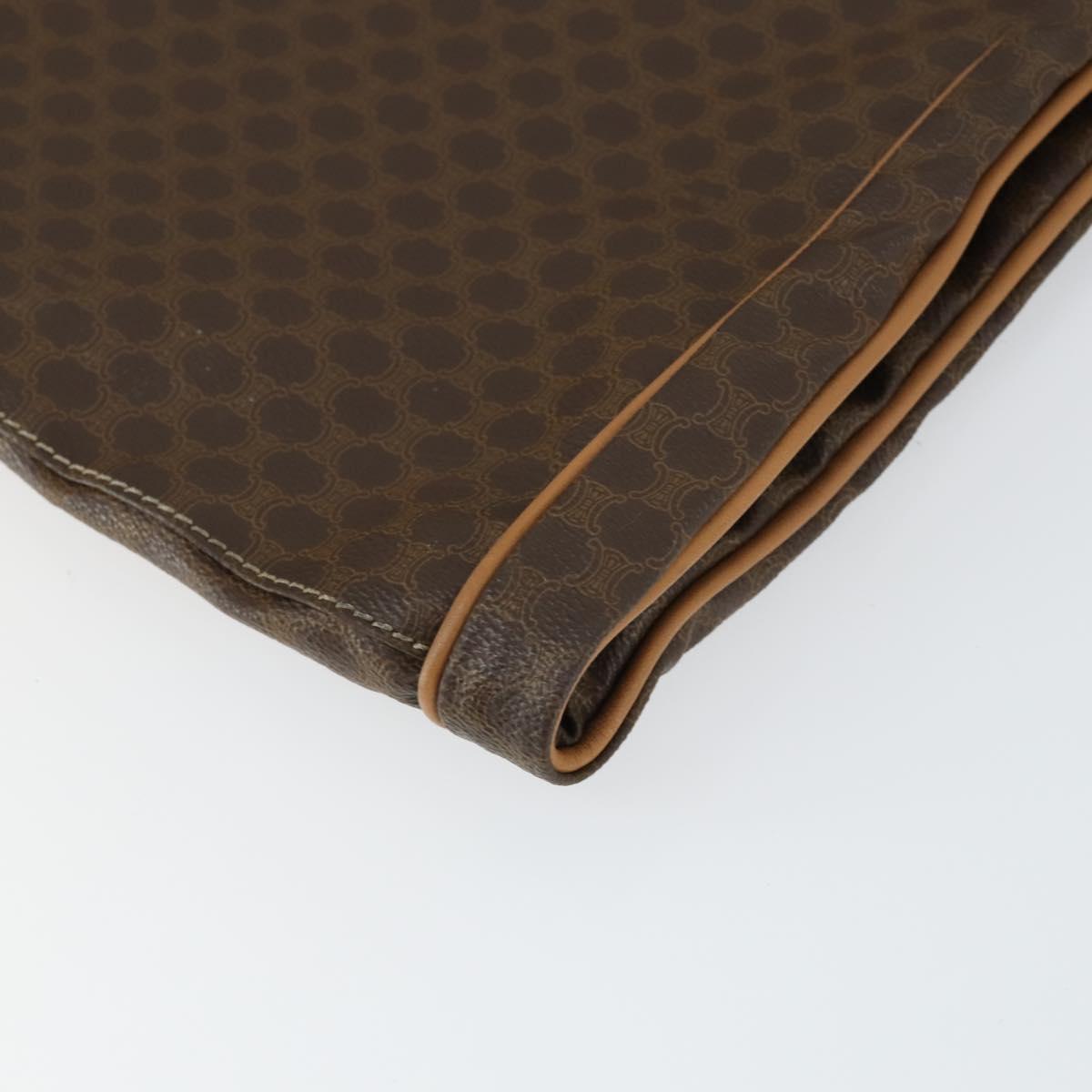 CELINE Macadam Canvas Garment Cover PVC Leather Brown Gold Auth 165913