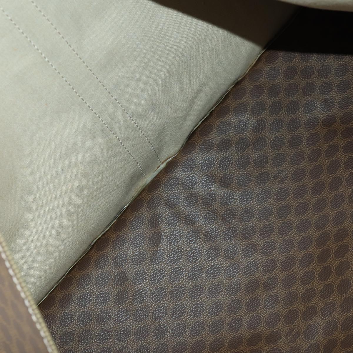 CELINE Macadam Canvas Garment Cover PVC Leather Brown Gold Auth 165913