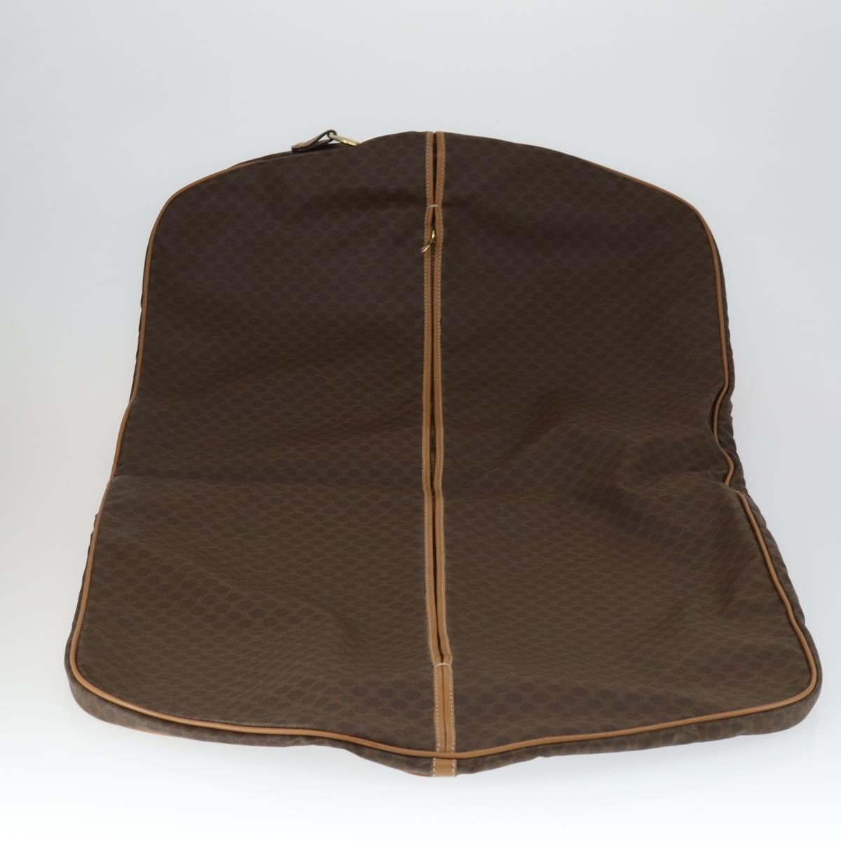 CELINE Macadam Canvas Garment Cover PVC Leather Brown Gold Auth 165913