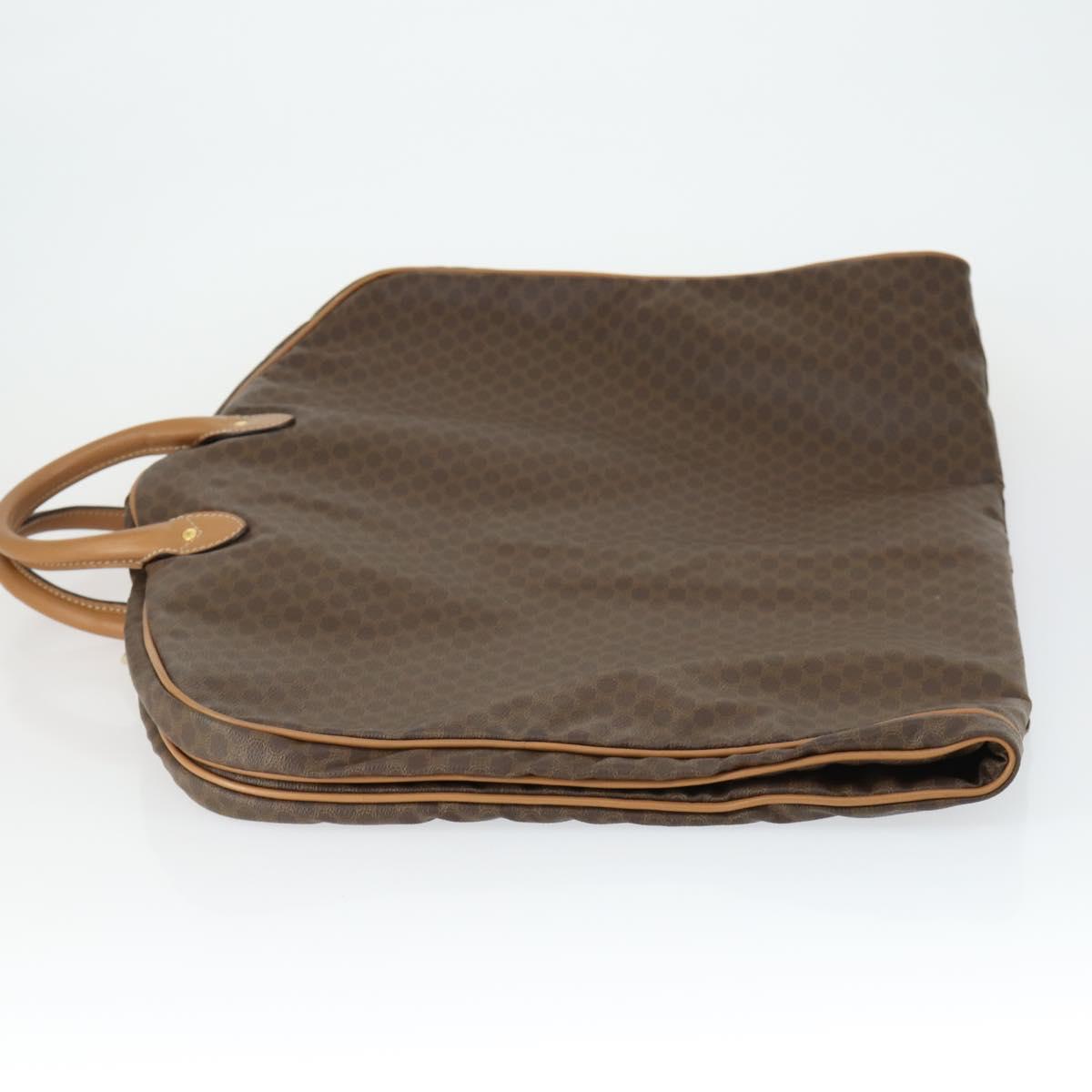 CELINE Macadam Canvas Garment Cover PVC Leather Brown Gold Auth 165913