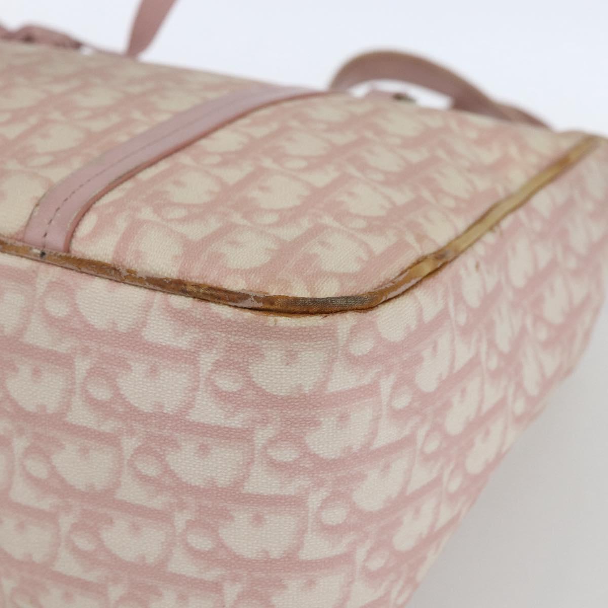 Christian Dior Trotter Canvas Romantic Hand Bag PVC Pink Silver Auth 165914
