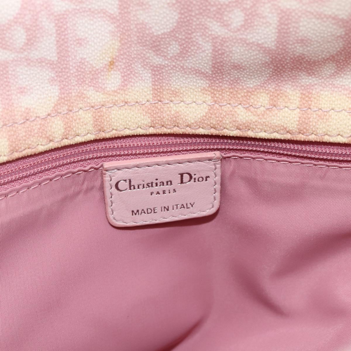 Christian Dior Trotter Canvas Romantic Hand Bag PVC Pink Silver Auth 165914
