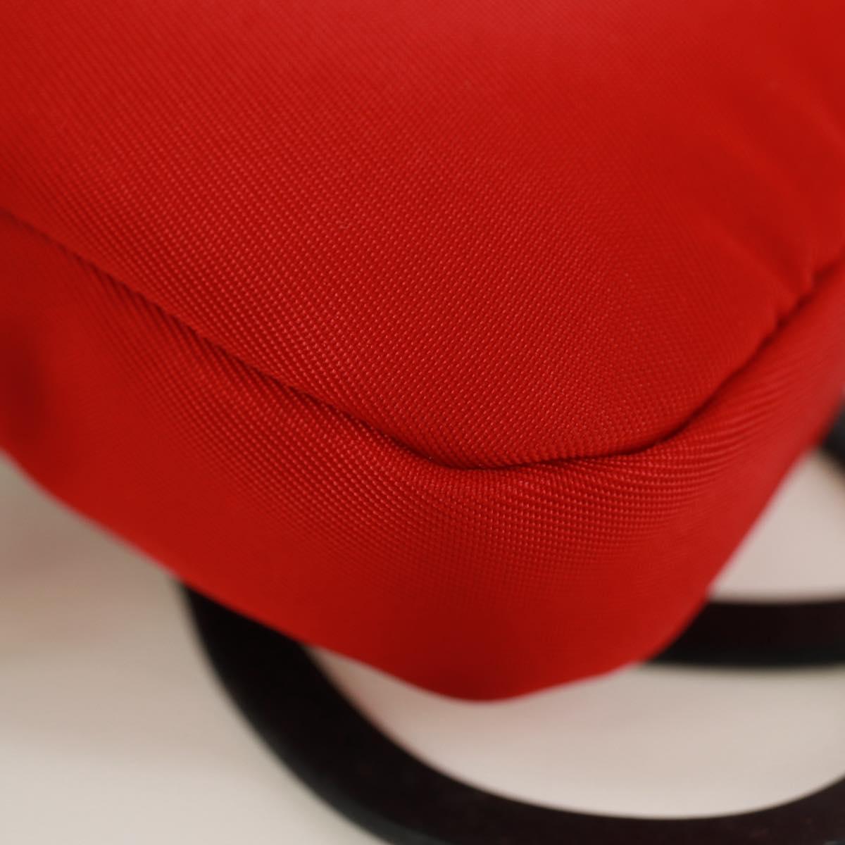 PRADA Phone Holder Neck Pouch Nylon Red Silver Auth 165922V