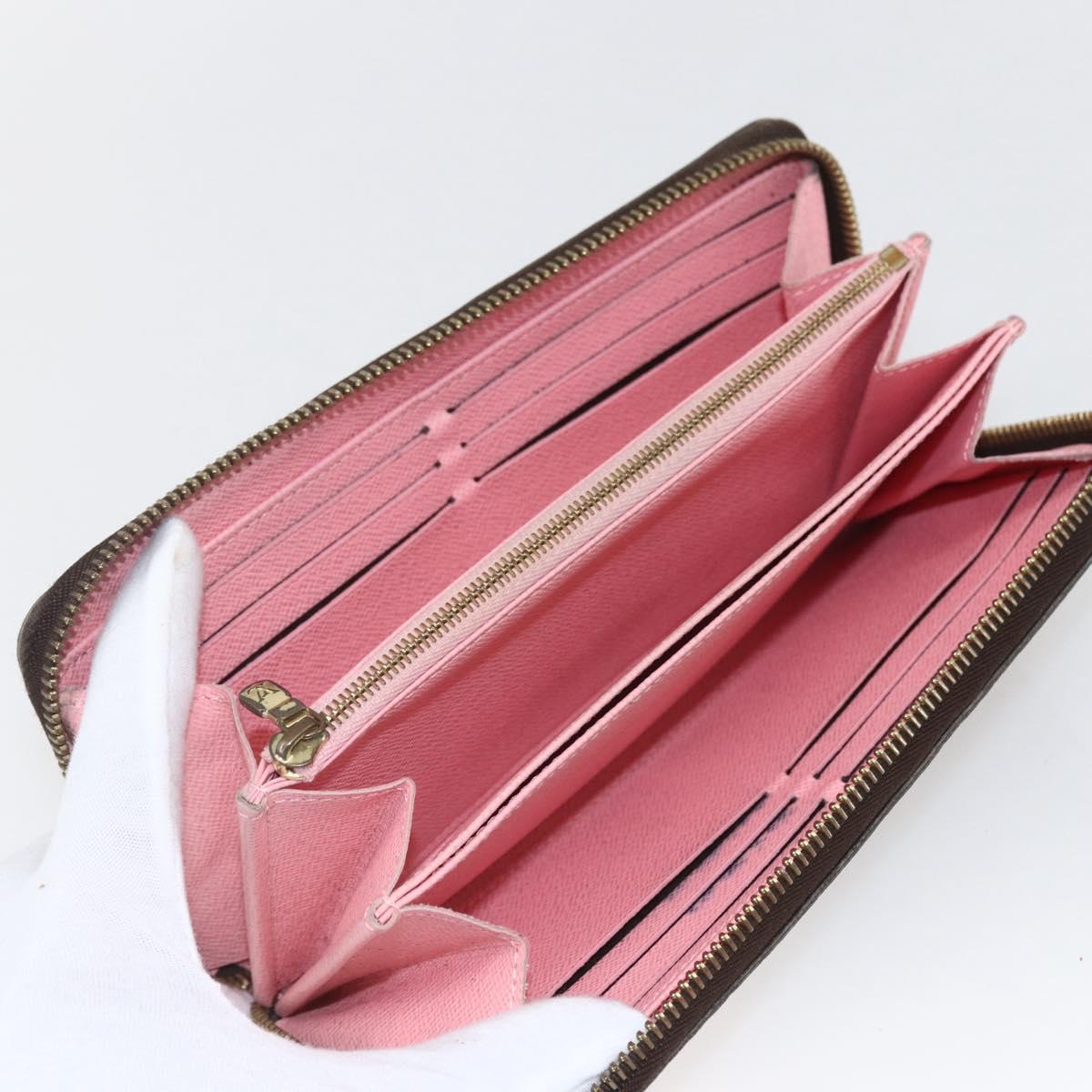 LOUIS VUITTON Monogram jungle dot Zippy Wallet Long Wallet Red Pink Auth 165924