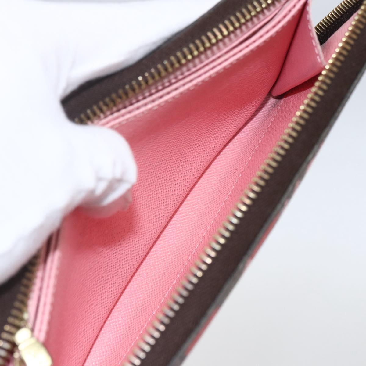 LOUIS VUITTON Monogram jungle dot Zippy Wallet Long Wallet Red Pink Auth 165924