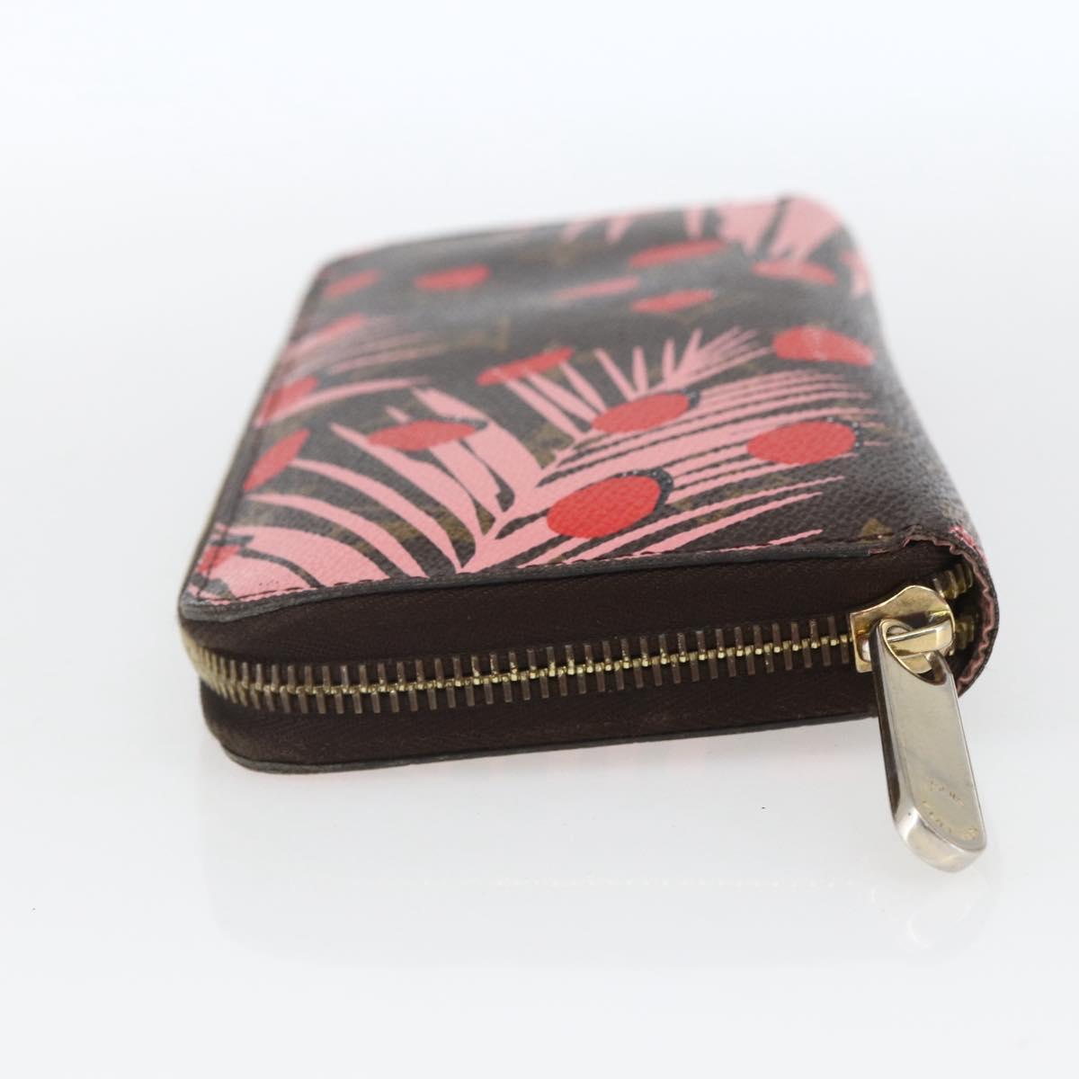 LOUIS VUITTON Monogram jungle dot Zippy Wallet Long Wallet Red Pink Auth 165924