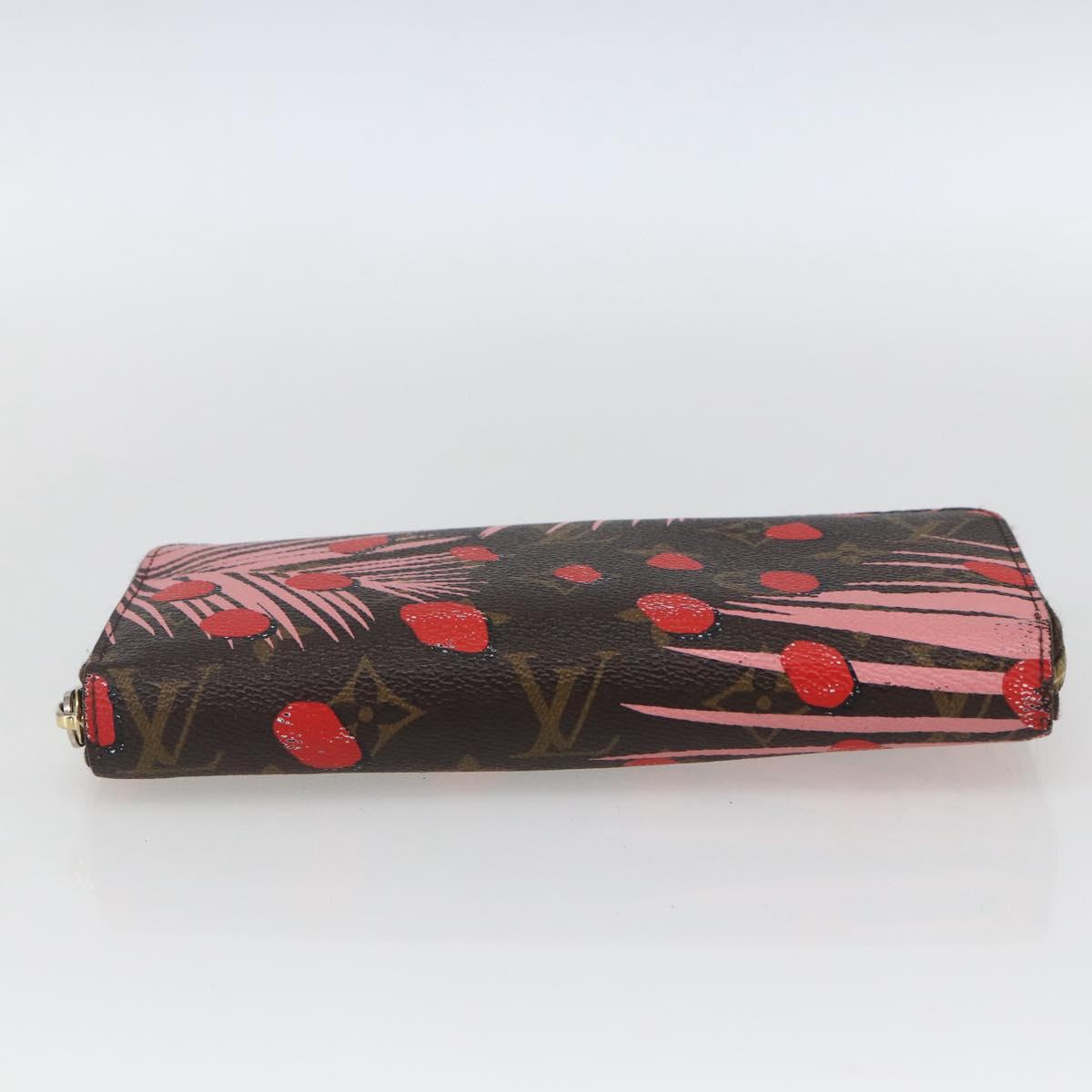 LOUIS VUITTON Monogram jungle dot Zippy Wallet Long Wallet Red Pink Auth 165924