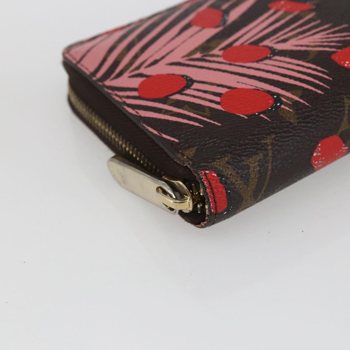 LOUIS VUITTON Monogram jungle dot Zippy Wallet Long Wallet Red Pink Auth 165924