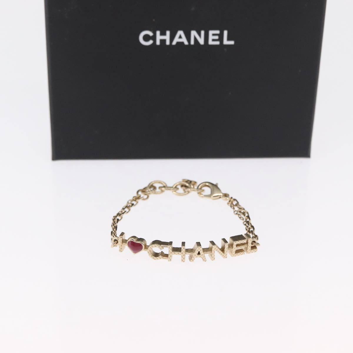 CHANEL Bracelet metal Champagne Gold CC Auth 165930SM