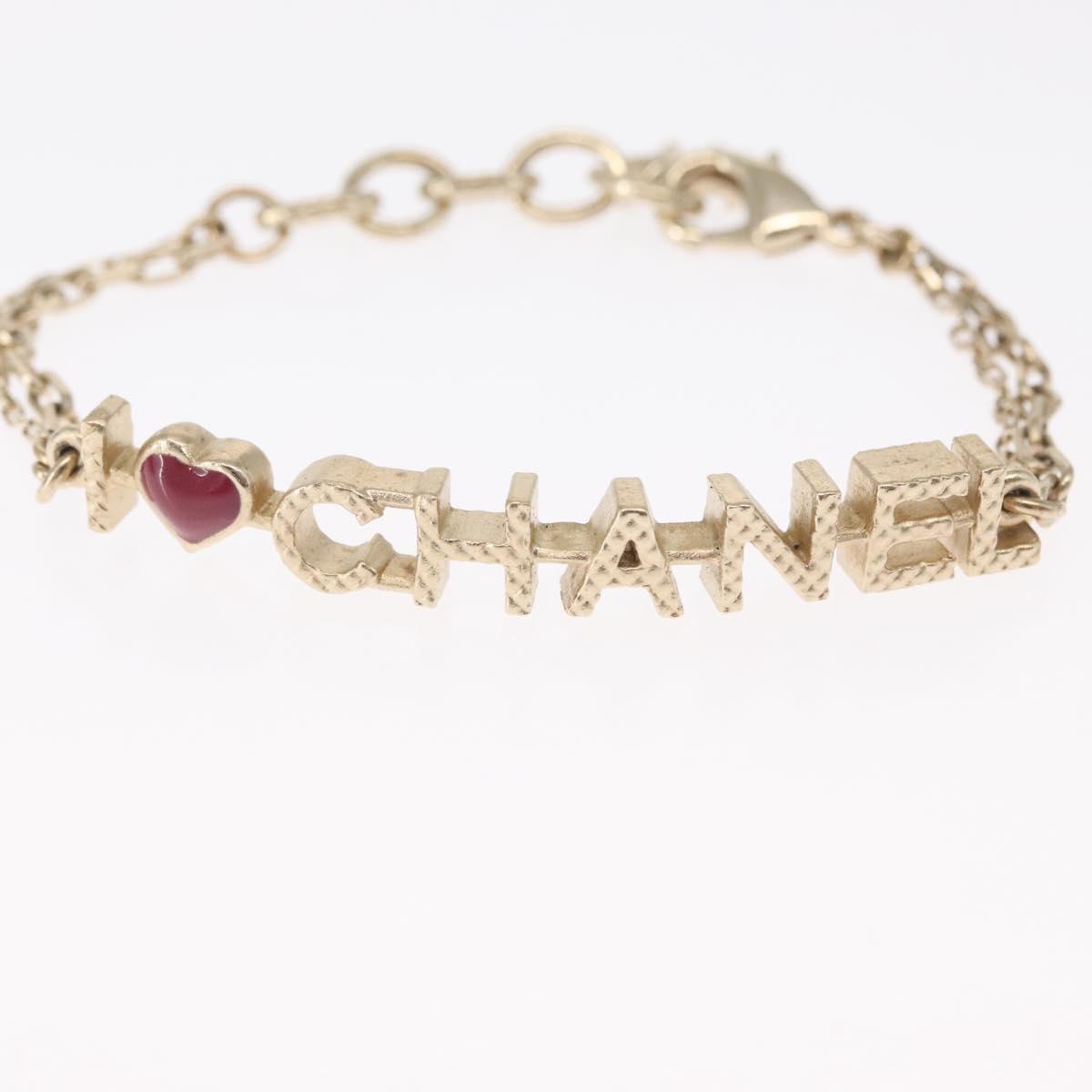 CHANEL Bracelet metal Champagne Gold CC Auth 165930SM