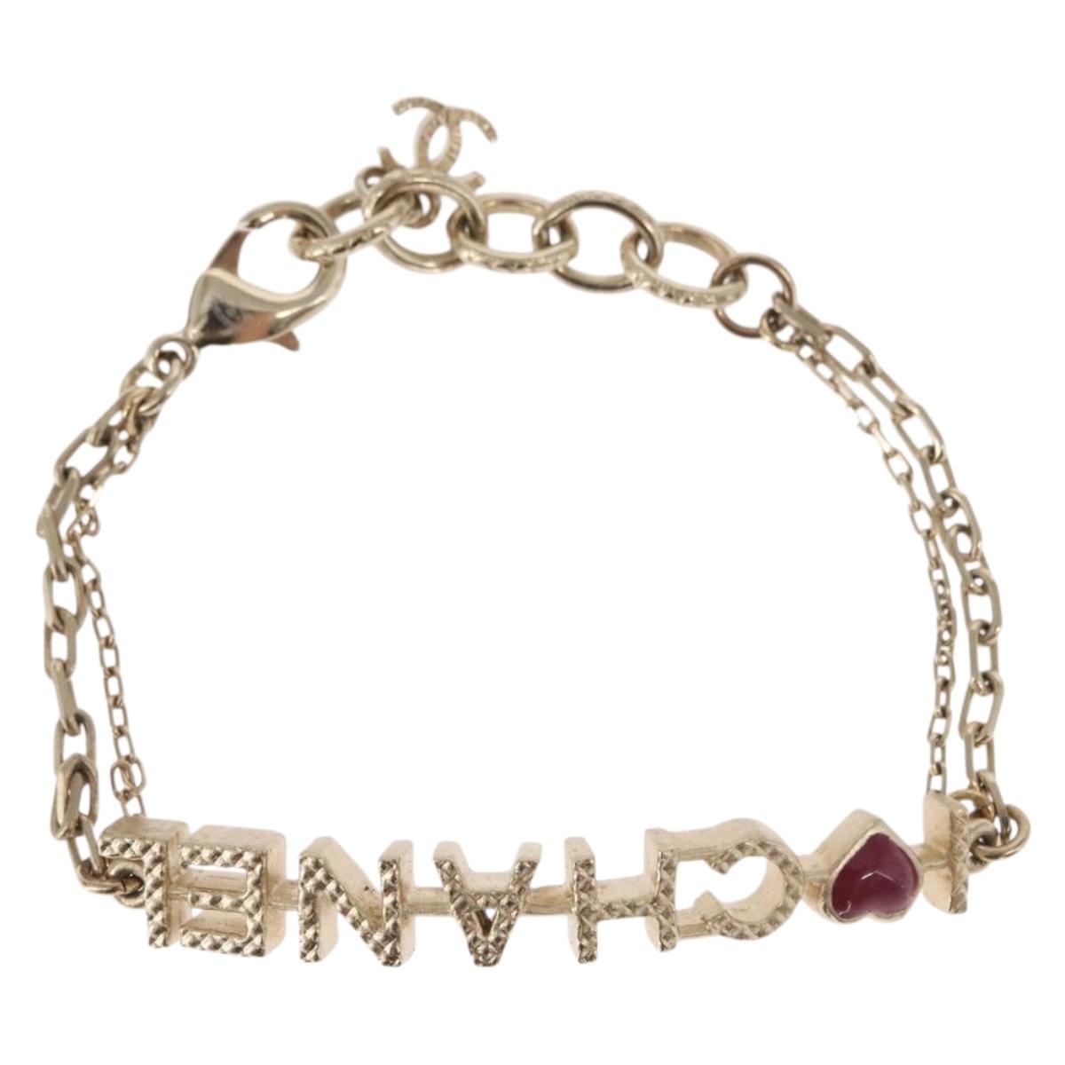 CHANEL Bracelet metal Champagne Gold CC Auth 165930SM