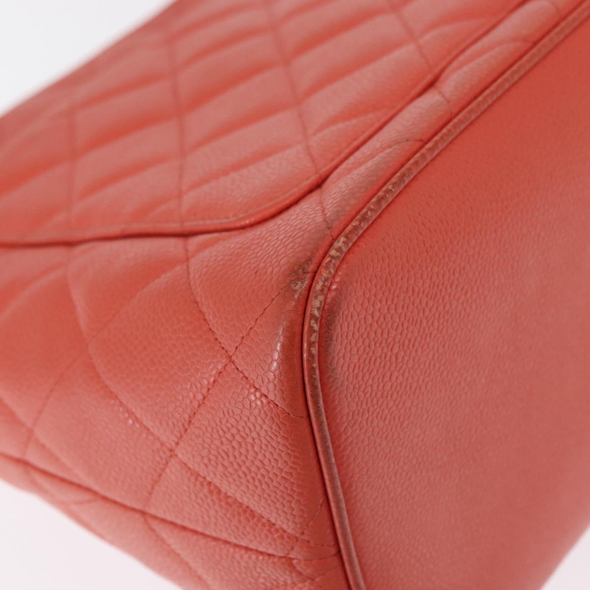 CHANEL Matelasse Reprint Tote Bag Caviar Skin Pink Gold CC Auth 165933SAM