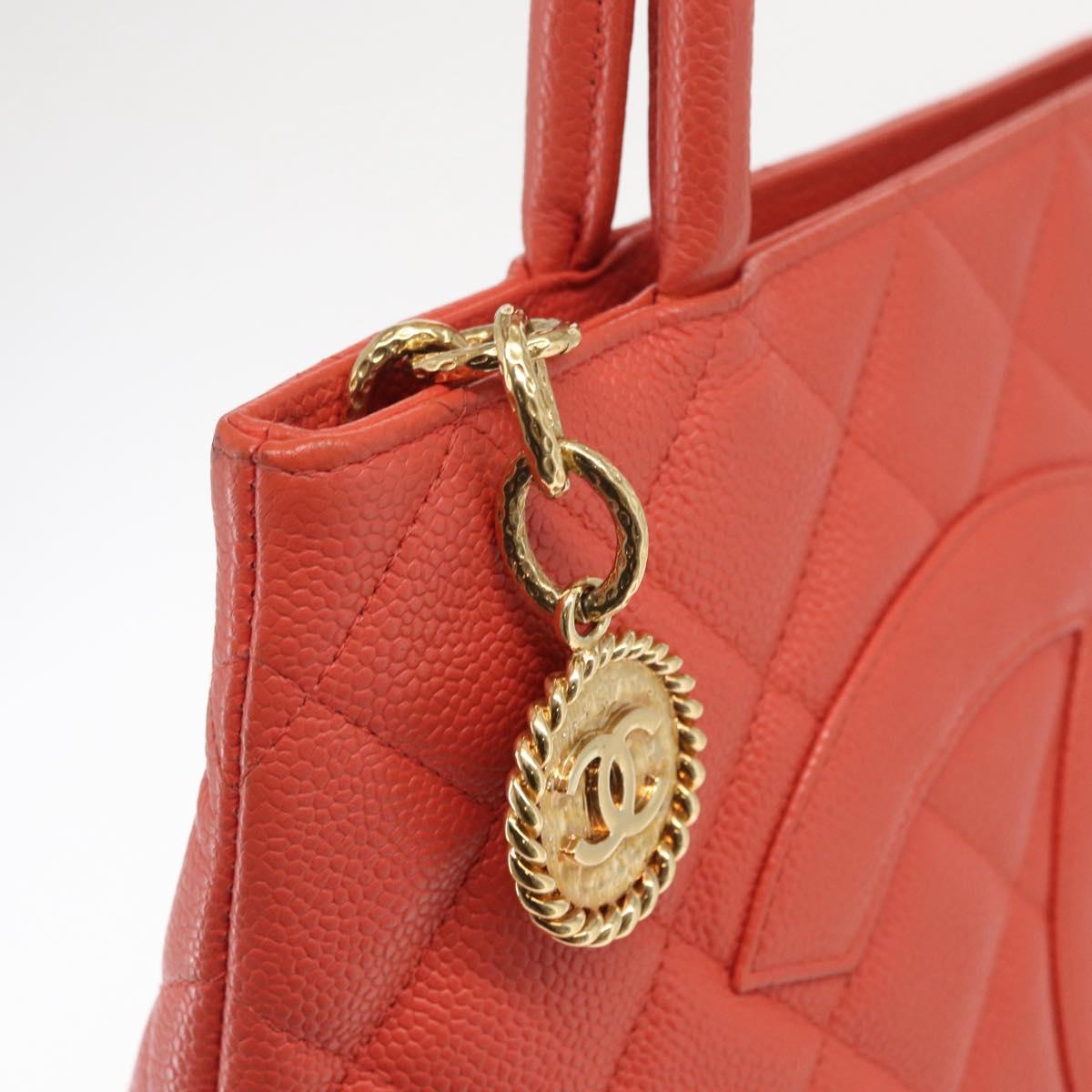 CHANEL Matelasse Reprint Tote Bag Caviar Skin Pink Gold CC Auth 165933SAM