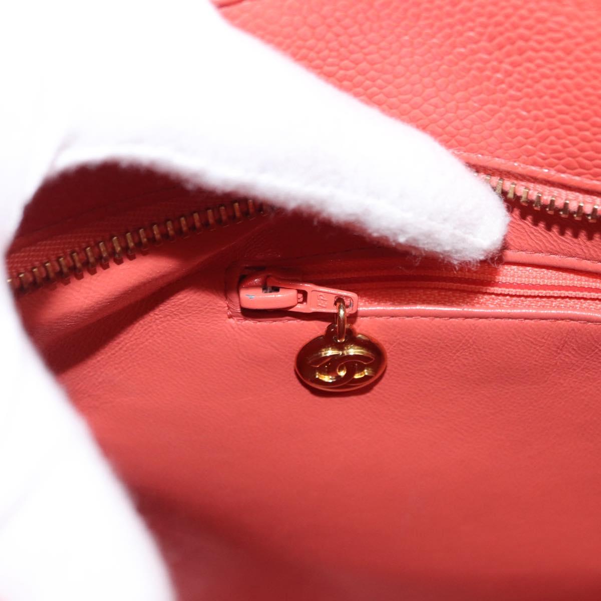 CHANEL Matelasse Reprint Tote Bag Caviar Skin Pink Gold CC Auth 165933SAM