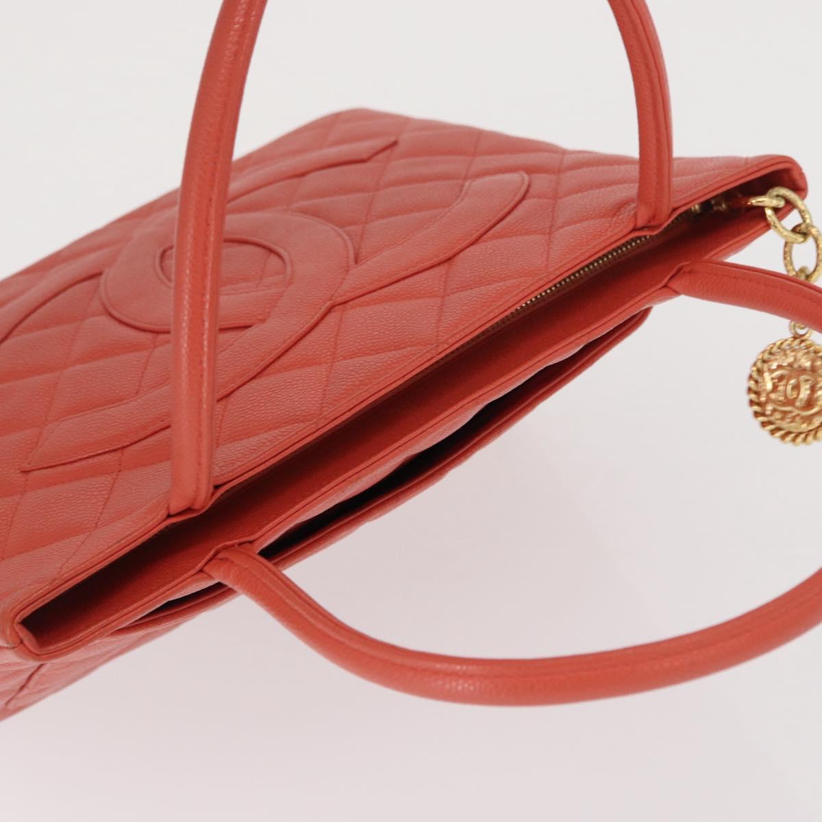 CHANEL Matelasse Reprint Tote Bag Caviar Skin Pink Gold CC Auth 165933SAM