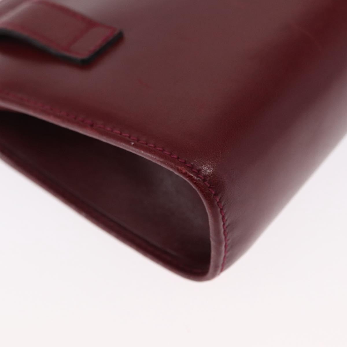 Salvatore Ferragamo Gancini Chain Shoulder Bag Leather Red Gold Auth 165934