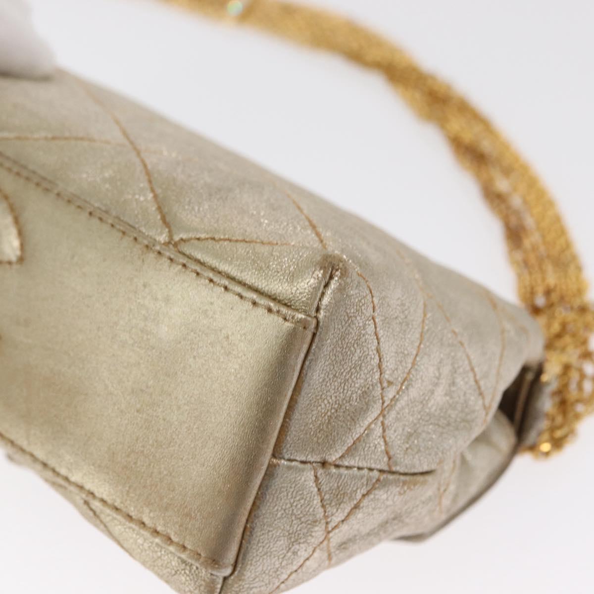 CHANEL Matelasse Single Flap Chain Shoulder Bag Leather Gold CC Auth 165938V