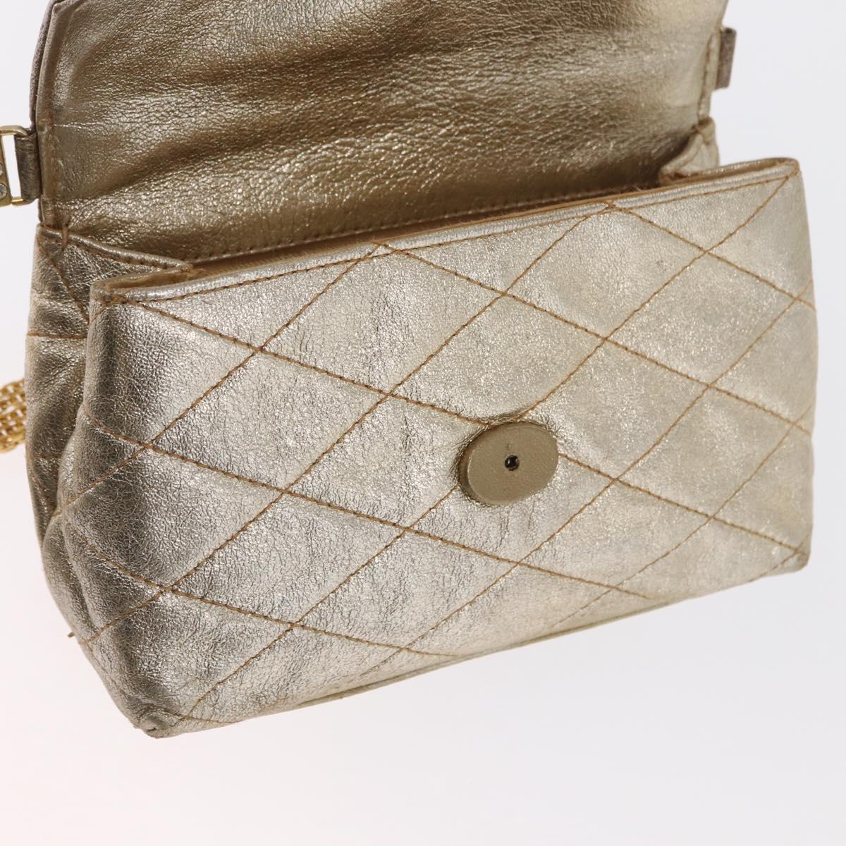 CHANEL Matelasse Single Flap Chain Shoulder Bag Leather Gold CC Auth 165938V