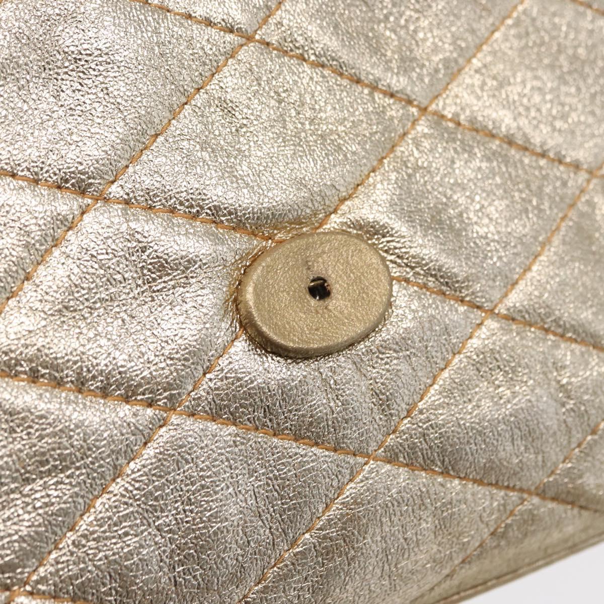 CHANEL Matelasse Single Flap Chain Shoulder Bag Leather Gold CC Auth 165938V
