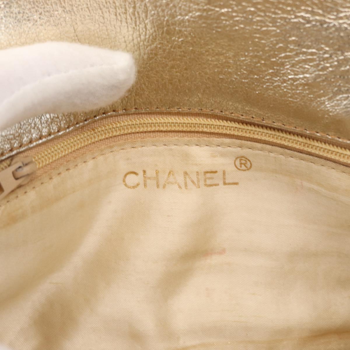 CHANEL Matelasse Single Flap Chain Shoulder Bag Leather Gold CC Auth 165938V