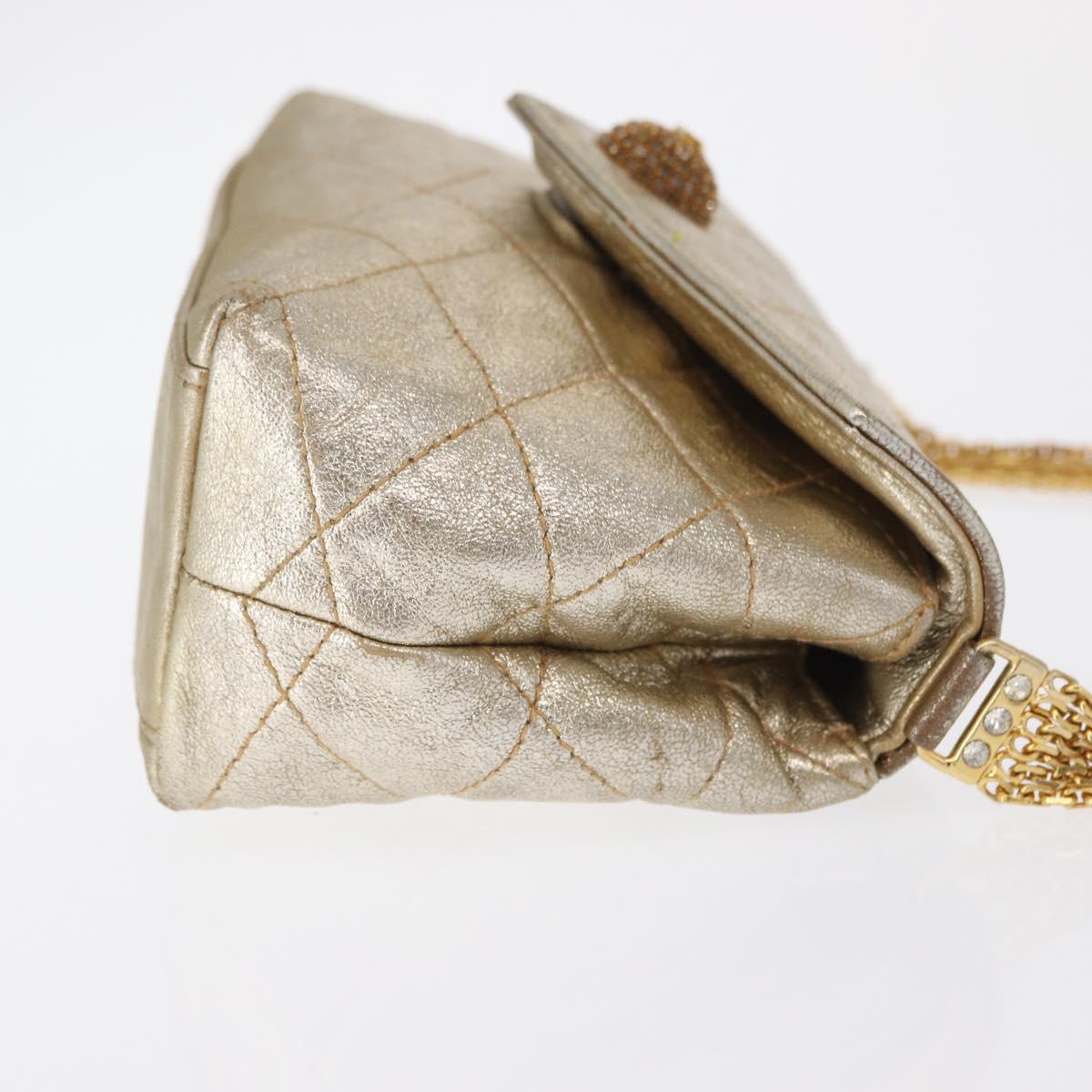 CHANEL Matelasse Single Flap Chain Shoulder Bag Leather Gold CC Auth 165938V
