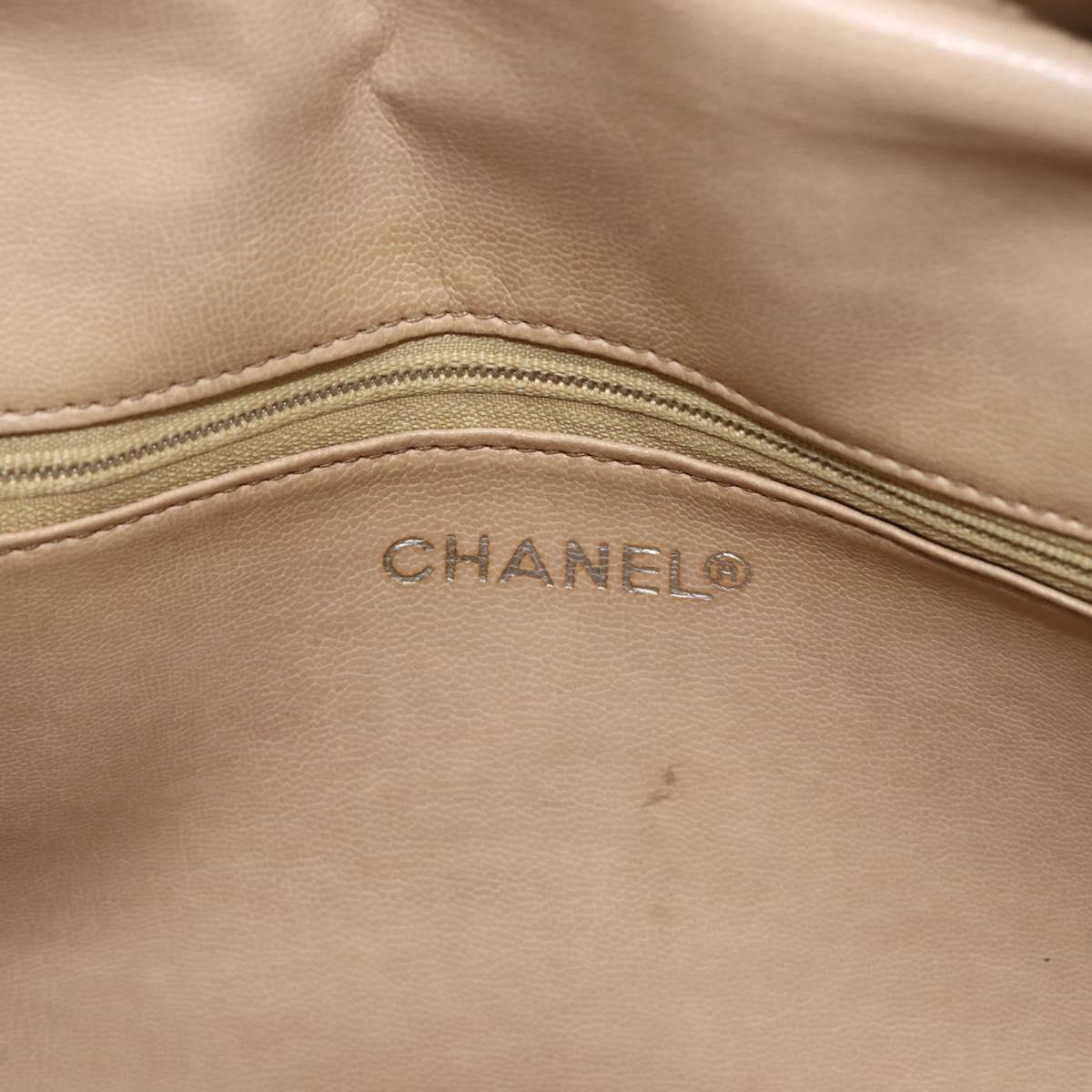 CHANEL Chain Shoulder Bag Lamb Skin Beige Gold CC Auth 165944
