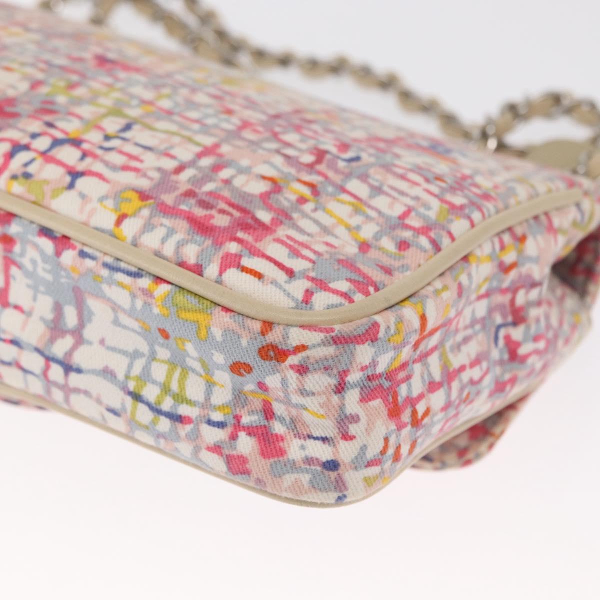 CHANEL Matelasse 25 Chain Shoulder Bag Canvas Multicolor Silver CC Auth 165952SM