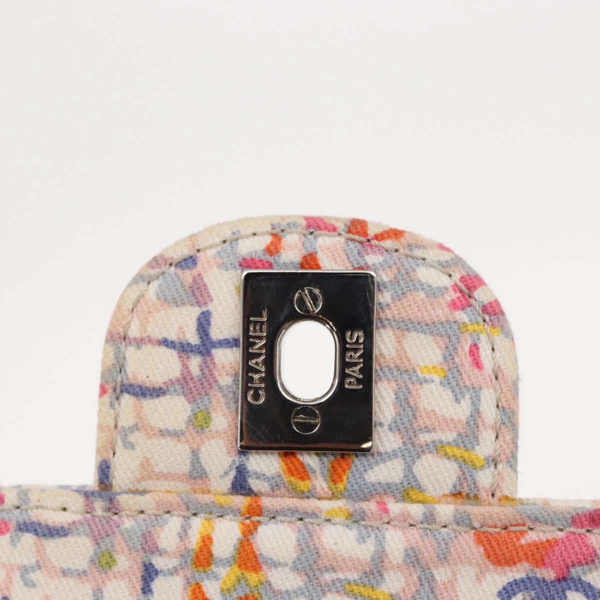 CHANEL Matelasse 25 Chain Shoulder Bag Canvas Multicolor Silver CC Auth 165952SM