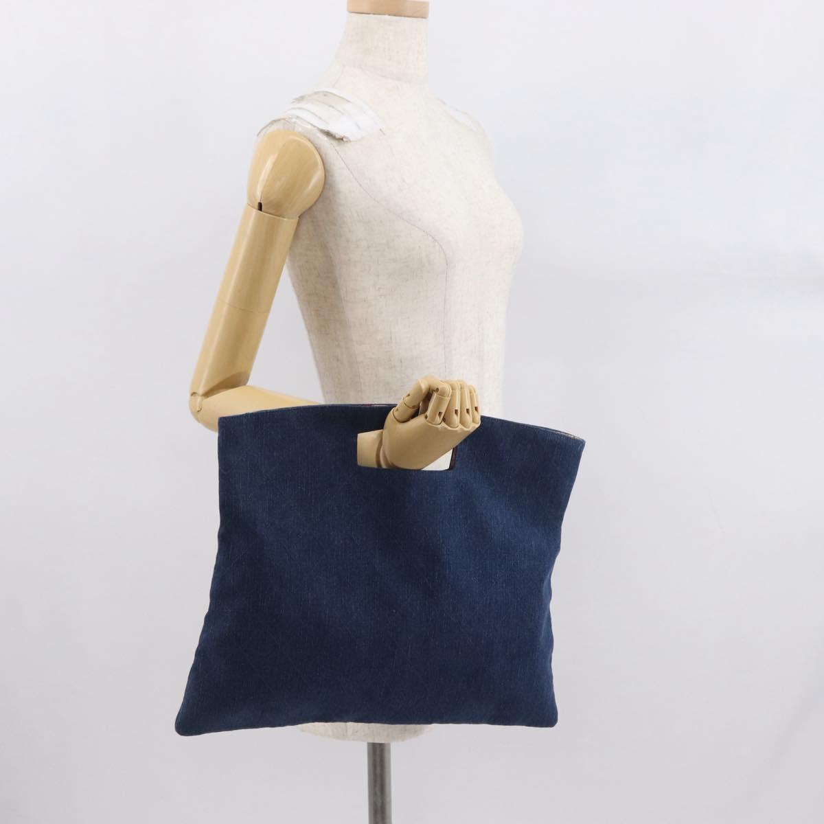 CHANEL Matelasse Hand Bag Denim Blue CC Auth 165953SAV