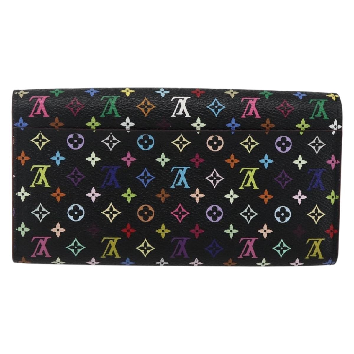LOUIS VUITTON Multicolor Portefeiulle Sarah Wallet Black M60668 LV Auth 165955V