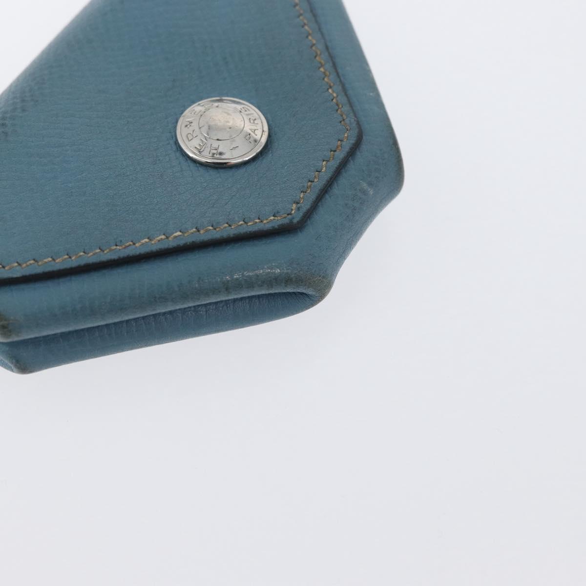 HERMES Van Cator Coin Purse Leather 4 Set Light Blue Orange white Auth 165957