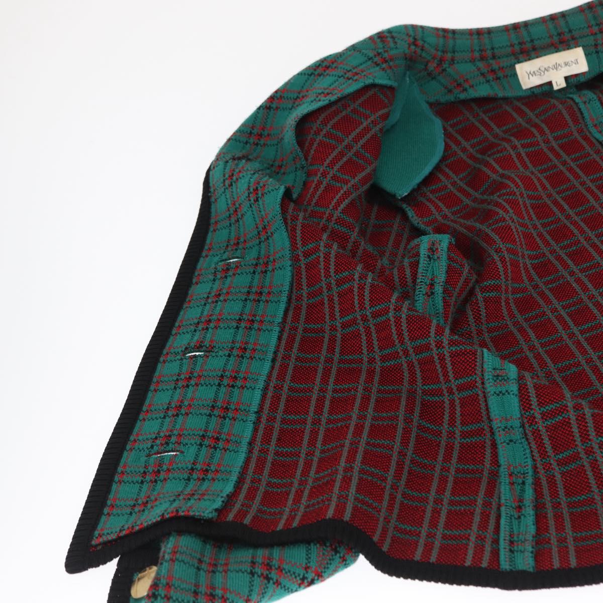 SAINT LAURENT Knitted Fabrics Jacket Wool Green Auth 165959M