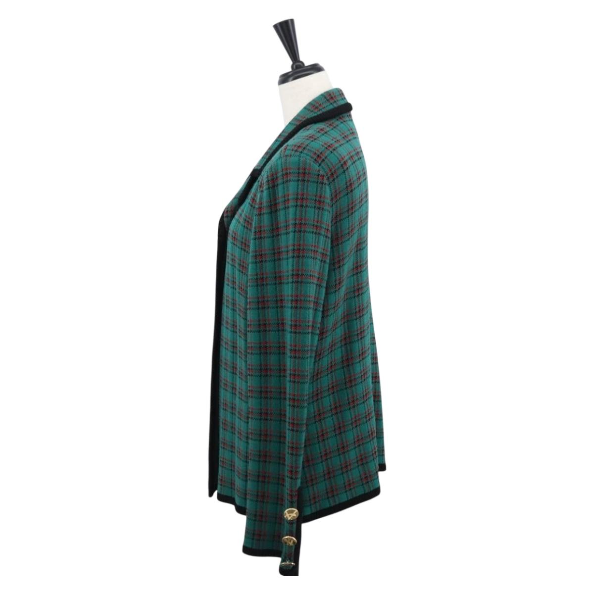 SAINT LAURENT Knitted Fabrics Jacket Wool Green Auth 165959M