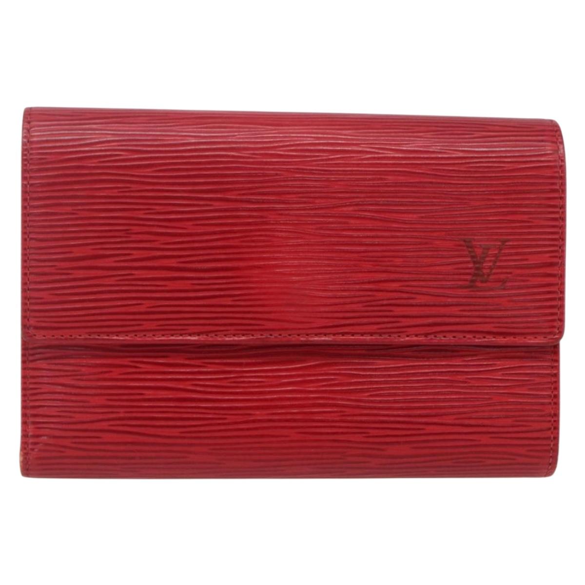 LOUIS VUITTON Epi Porte TresorEtui Papie Wallet Red M63717 LV Auth 165961