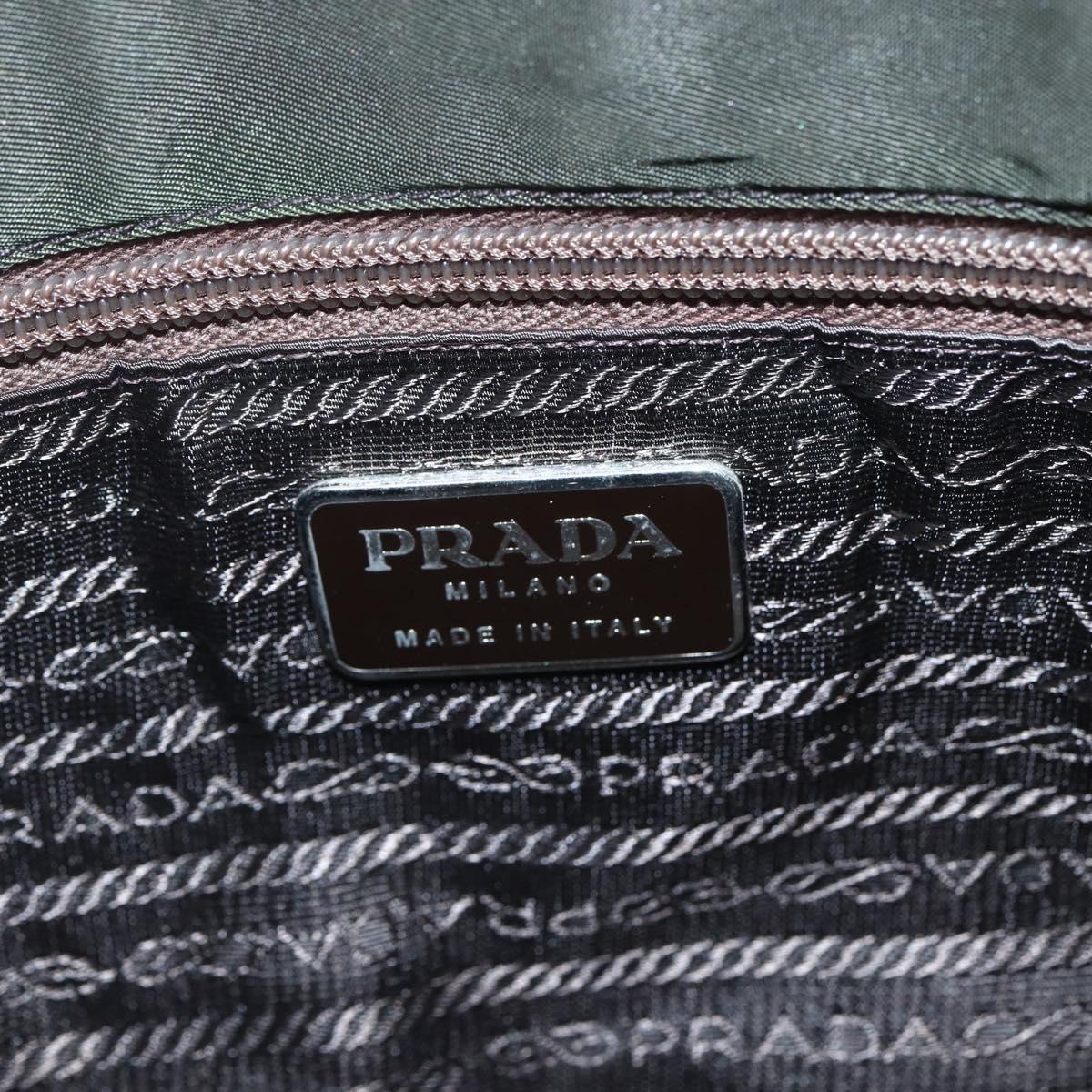 PRADA Shoulder Bag Nylon Khaki Silver Auth 165971