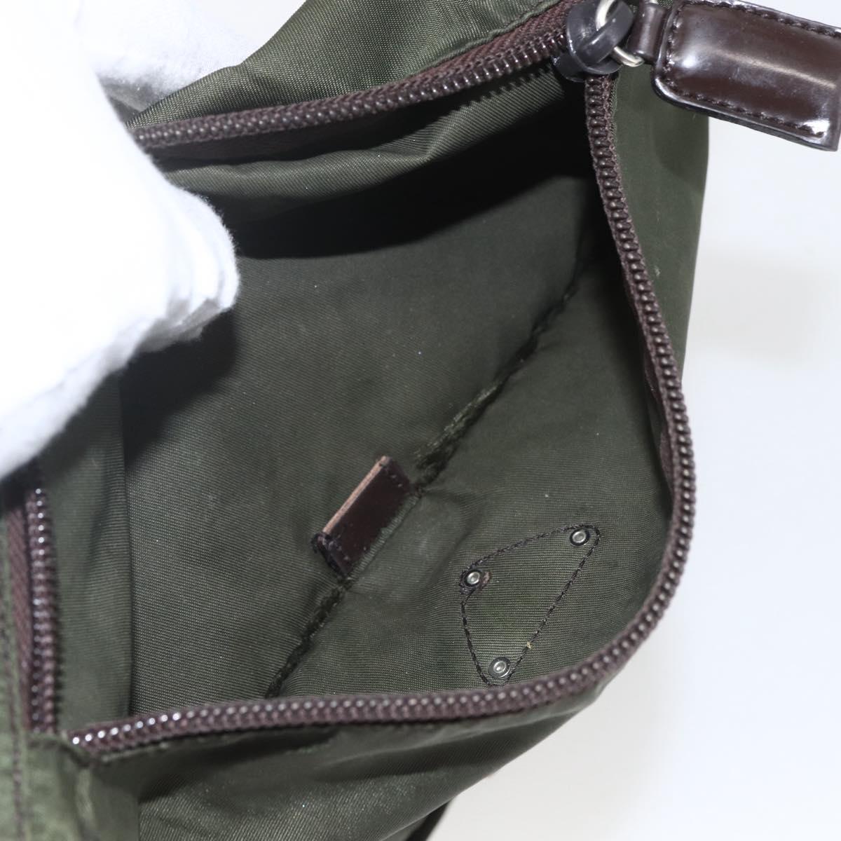 PRADA Shoulder Bag Nylon Khaki Silver Auth 165971