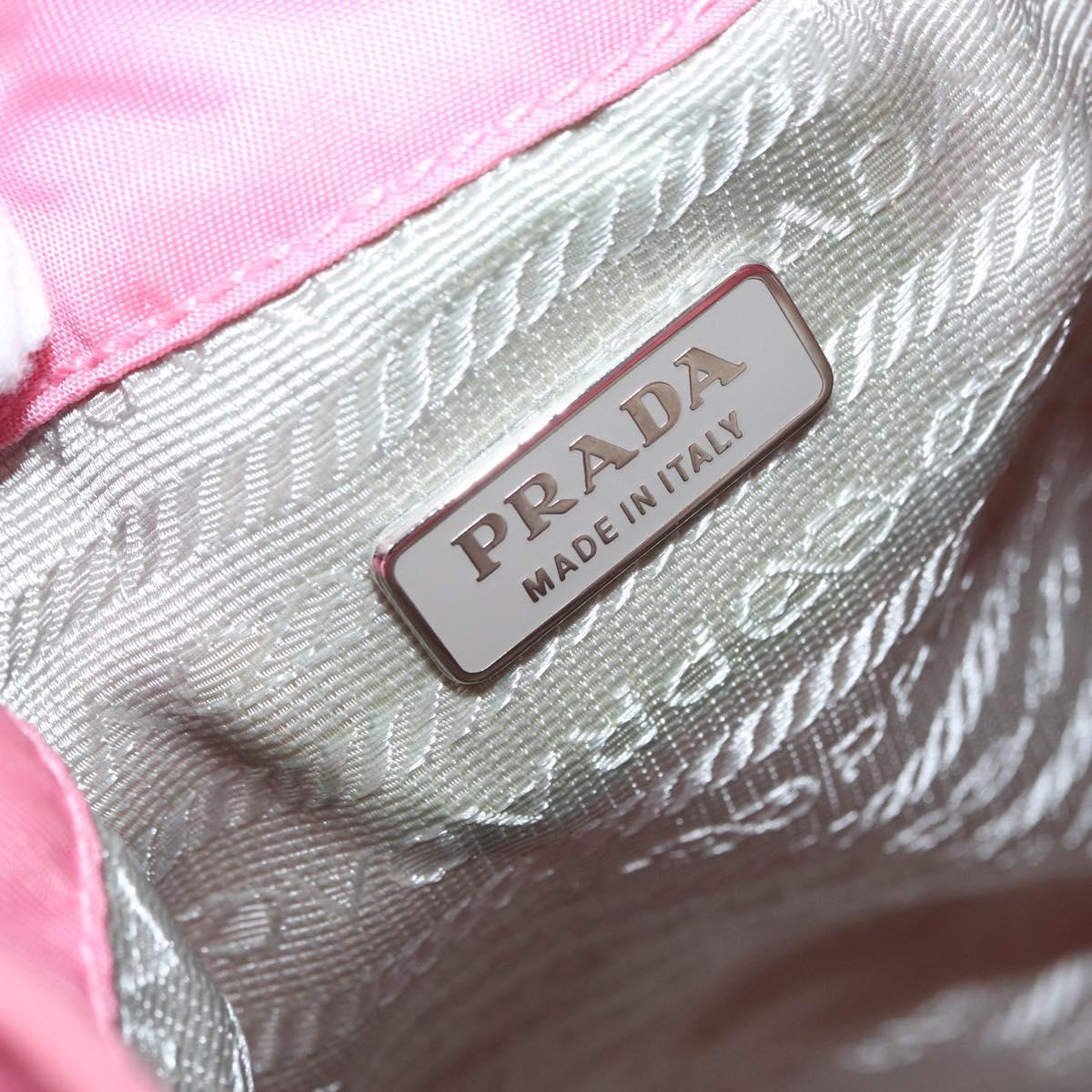 PRADA Hand Bag Nylon Pink Gold Auth 165974