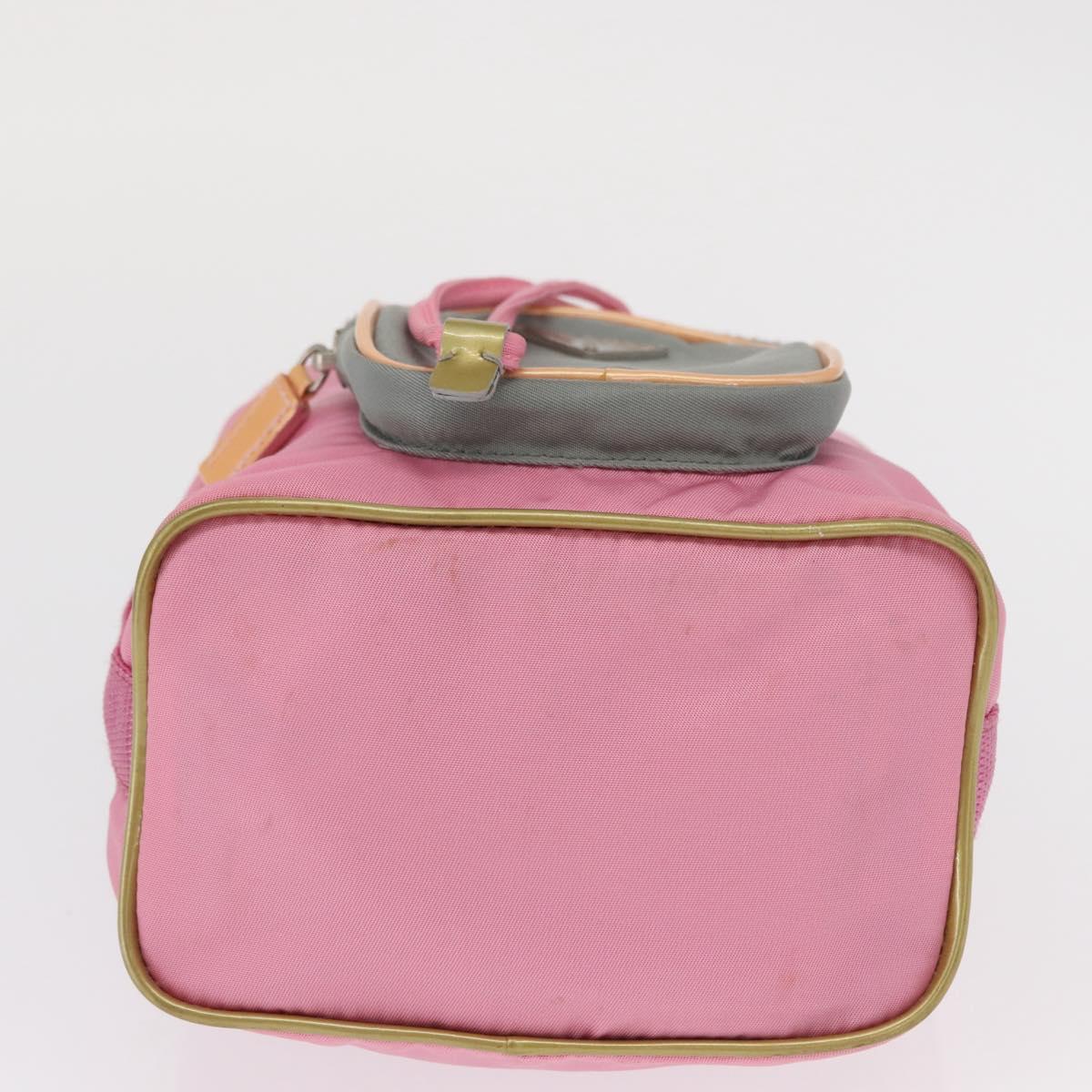PRADA Hand Bag Nylon Pink Gold Auth 165974