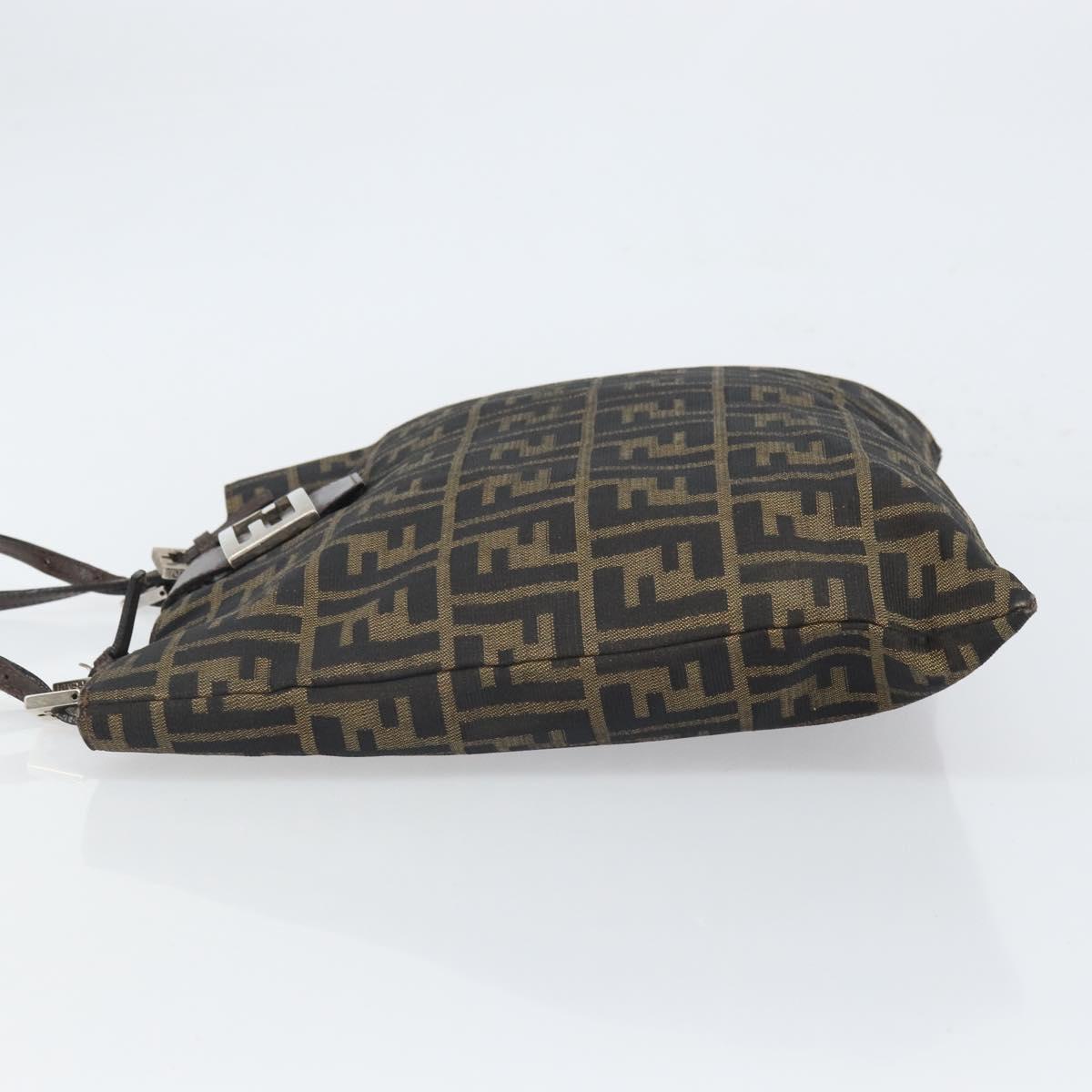 FENDI Zucca Canvas Mamma Tote Bag Black Brown Auth 165975
